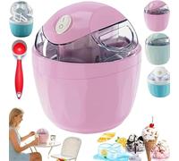 Small Home Mini Ice Cream Maker, 17oz Soft Serve Ice Cream Machine with One-Touch Control,Automatic Electric Gelato & Sorbet Machine for Family Home Recipes, Just 15 Minutes (Pink)
