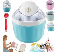 Small Home Mini Ice Cream Maker, 17oz Soft Serve Ice Cream Machine with One-Touch Control,Automatic Electric Gelato & Sorbet Machine for Family Home Recipes, Just 15 Minutes (Blue)