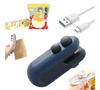 Small Household Hand Pressure Sealer, 2025 Upgraded 2 in 1 Plastic Bag Heat Sealing Machine for Food Storage, Mini Bag Sealer with Cutter and Magnet, for Chips and Other Food Bags (Blue)