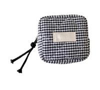 Small Makeup Bag for Women, Women's Square Cosmetic Bag, Portable Clear Makeup Bag, Waterproof Travel Cosmetic Bag, Coin Purse Square Checkered Cosmetic Organizer, Noir, Consulte la descripción, Voir