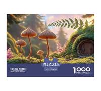 Small Mushrooms and One Fern in The Forest 1000 Pcs Carton Extra-épais Lot de Puzzles Fairy Tale Landscape Anti-Stress Jeu Créatif Puzzles pour Adultes Et Enfants 70x50cm/1000pcs