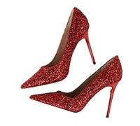 Small Nich Single Shoe Spring/Summer Item Slim Heel Pointed Shallow Mouth Work Shoes Temperament High Heels(Red,41)