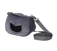 Small Pet Carrier Bag | Gray Flannelette Portable Hamster/Guinea Pig/Squirrel Carrier | Breathable Mesh Window & Shoulder Strap | Machine Washable (Medium: Approx. 17.6x16.2x10cm /