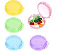 Small Pill Box 5pcs Portable Mini Travel Pill Box Medicine Organizer Transparent Round Vitamin Container For Outdoor Travel