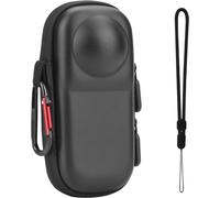 Small Portable Bag for Insta360 X4 (for Lens Cap) Hard Carrying Case Travel Protector with Wrist Strap Carabiner for Insta360 X4 Camera,Black,For insta360 x4 accessories