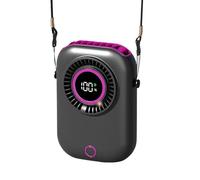 Small Portable Electric Fan, Handheld 5-Speed Fan with Digital Display, ABS Rechargeable Battery for Camping, Hiking, Gym, Travel, Beach, Indoor & Outdoor Cooling, Neck & Waist Fan, 12.4x9.5x4.2cm