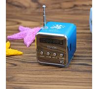 Small Portable Radio FM Pocket Radio Telescopic Antenna with Standard Headphone Jack USB Powered TF Music Player for Walking Seat Rest and Camping (Color : Green)(Blue)