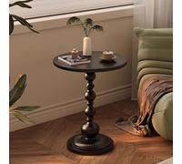 Small Round Metal Side Table for Living Room & Bedroom Compact 40x40x52cm Coffee Table Ideal for Narrow Spaces Stylish White Accent Table(Black,38x38x52cm)