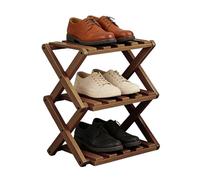 Small Shoe Rack - Wooden Shoe rak, 3 niveaux Shoes Organizer | Extensible Adjustable Folding Shelf | Space-Saving Storage Small Racks For Narrow Spaces, No Installation Needed | For Family, Students,