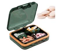 Small Silicone Pill Box, Compact Daily Pill Case, 3.5x3.3x1in portable Soft Silicone Supplement, Safety Latch for Pocket, Purse Storage Medicine Travel Pills