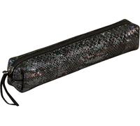 Small Slim Celestial Pencil Case 19.5 X 2.5 X 4 Cm Real Lamb Leather, Black Snake
