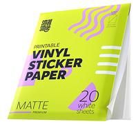 SMALL SMILE Lot de 20 feuilles de papier autocollant en vinyle imprimable de qualité supérieure pour imprimantes à jet d'encre et laser, imperméable, 21,6 x 27,9 cm, idéal pour machines à découper