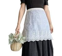 Small snail Tablier de taille pour Femme, Tablier Vintage en Polyester Dentelle Demi Tabliers pour Fleuriste Restaurant Café Poterie Tablier Décontracté Sans Manches(Blanc)