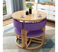 Small Space Ensemble table et chaises rondes pour 4 personnes avec dossier, économie d'espace, pour bureau, salle de conférence, violet