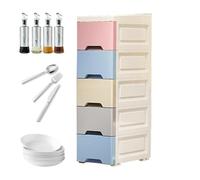 Small Spaces Storage Cabinet, Narrow Kitchen Organizer with Casters, 5-Tier Drawer Tower Unit, Vertical Rolling Solution for Businesses Dormitory Bedrooms Living Rooms Bathroom Pantry Corner