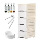 Small Spaces Storage Cabinet, Narrow Kitchen Organizer with Casters, 5-Tier Drawer Tower Unit, Vertical Rolling Solution for Businesses Dormitory Bedrooms Living Rooms Bathroom Pantry Corner