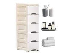 Small Spaces Storage Cabinet, Narrow Kitchen Organizer with Casters, 5-Tier Drawer Tower Unit, Vertical Rolling Solution for Businesses Dormitory Bedrooms Living Rooms Bathroom Pantry Corner