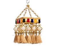 Small Square Centre Hanging Wall Roof Ceiling Hanging Jhoomar Colorful Tassels Hangings Decorative Ornament Party Christmas New year Decorations Home Décor for Wedding Festivities Gifting