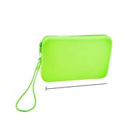 Small Square Silicone Cosmetic Storage Bag Large Capacity Travel Makeup Brush Holder Portable Waterproof Organizer(Light Green)