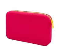 Small Square Silicone Cosmetic Storage Bag Large Capacity Travel Makeup Brush Holder Portable Waterproof Organizer(Red)