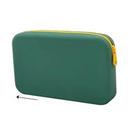 Small Square Silicone Cosmetic Storage Bag Large Capacity Travel Makeup Brush Holder Portable Waterproof Organizer(Green)