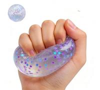 Small Squeeze Toys, Slow Rising Desk Accessories, 6cm Glitter Squeeze Ball with Tear Resistant, Tension Relief Management Utility for Manual Dexterity Practice, and Quiet Focus Concentration