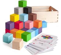 Small Stacking Cubes for Children,Montessori Games 3 Years+,Construction Game,Baby Motor Skills Module for Learning to Count and Colour Sorting-40 Wooden Cube