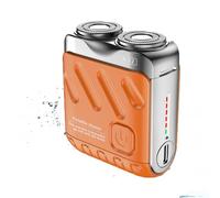 Small Steel Cannon Suspended Magnetic Blade Shaver, Double-Head Magnetic Suction Razor, Smoderate Portable Rotary Dual Ring Electric Shaver,Ipx7 Waterproof Wet Dry Cordless Razor (Orange)