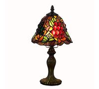 Small Table Lamp, 8" Stained Glass Nightstand Reading Desk Lamp, Bedroom Bedside Lamp,10 Styles for You,Grape a