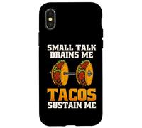 Small Talk Drains Me Tacos Sustain Me Food Introverti Graphic Coque pour iPhone X/XS