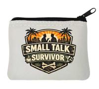 Small Talk Porte-monnaie en néoprène Motif badge de survie Blanc 10 x 11 cm