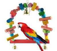 Small to Medium Parrot Chew Toys Swing Stand Climbing Frame, Bird Activity Center for Cockatiels Monk Parakeets Sun Conures, Wood Rope Construction Random Colors, Promotes Exercise Beak Health