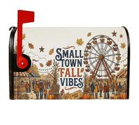 Small Town Fall Couvre-boîtes aux lettres magnétiques esthétiques grande | Illustration de grande roue, couvercle de boîte aux lettres, scène de récolte d'automne, motif de foire du comté
