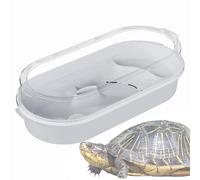 Small Turtle Tank, Clear Baby Reptile Aquarium, Desktop Habitat with Multi-Functional Areas and Basking Platforms for Terrapins, Crayfish, Or Hermit Crabs, 13.78x7.87x5.91 inches