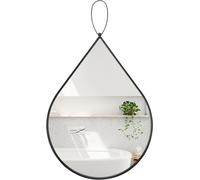 Small Wall Mirror With Black Metal Frame Teardrop Shape Modern Decorative Mirror For Bathroom Living Room Entryway Hallway