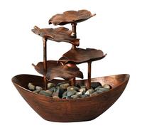 Small Waterfall Fountain - 4 niveaux Leaf Relaxation Tabletop Fountain, Pompe automatique avec interrupteur d'alimentation, bureau 10" H pour la maison Décoration aquatique Table Reptile Rock