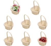 Small Wicker Baskets with Handle 8 Pieces Mini Woven Wicker Basket Woven Rattan Small Baskets Wedding Basket Wedding Basket Wicker Rattan Basket for Table Decoration