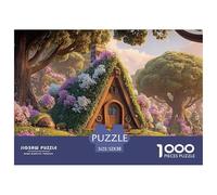 Small Wooden House 1000 Pièces Carton Extra-épais Lot de Puzzles Hobbit-Style House Anti-Stress Jeu Familial Puzzles As Birthday Gifts 52x38cm/1000pcs