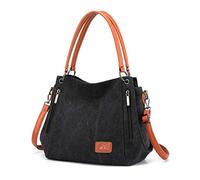 SMALLBLUER Sac Littérature et Art Fourre-tout en Toile de Grande Capacité pour Sac Porté Main Bandoulière Femme Pochettes et Clutches Cabas-Noir