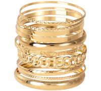 SmallCat Lot de 10 bracelets dorés pour femme, ensemble de bijoux, accessoires de bracelets pour anniversaire, vacances, décoration