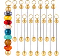 SmallCat Lot de 15 porte-clés à perles vierges Doré