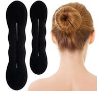 SmallCat Lot de 2 bigoudis en éponge pour chignon - 2 tailles - Accessoires pour chignon fin, épais, long, lisse et bouclé - Noir