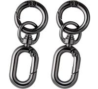 SmallCat Lot de 2 mousquetons à ressort pivotants, double ouverture, fermoir mousqueton en métal avec porte-clés pour cordon, artisanat, fabrication de bijoux - Noir