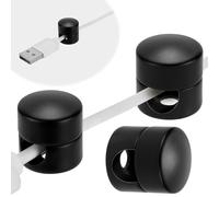 SmallCat Lot de 3 ancrages de câbles de bureau, organiseurs de cordons métalliques réglables avec points adhésifs, clips de gestion des câbles pour bureau, maison, table de chevet, mur de bureau, noir
