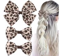 SmallCat Lot de 3 barrettes à cheveux avec nœud papillon vintage pour cheveux longs Motif léopard 2 styles