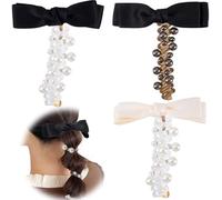 SmallCat Lot de 3 élastiques à cheveux en forme de nœud en spirale avec perles, nœud en perles artificielles, élastiques en caoutchouc pour queue de cheval pour femme, accessoires de cheveux longs et