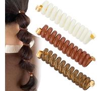 SmallCat Lot de 3 élastiques à cheveux en spirale, 3 couleurs, élastiques en caoutchouc pour queue de cheval, accessoires pour cheveux longs et bouclés - Blanc, café clair, noir transparent