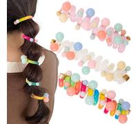 SmallCat Lot de 3 élastiques à cheveux en spirale avec perles, perles artificielles colorées, élastiques en caoutchouc pour queue de cheval pour femme, accessoires de cheveux longs et bouclés