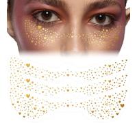 SmallCat Lot de 3 feuilles d'autocollants à paillettes pour le visage, les taches de rousseur, le maquillage en forme de cœur doré à paillettes pour femme, imperméables, fausses taches de rousseur