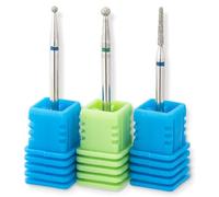 SmallCat Lot de 3 forets à ongles diamantés, tige 3/32 en carbure de tungstène pour nettoyage des cuticules - En forme de boule/aiguille - Manucure pédicure - Outils de nail art pour perceuse